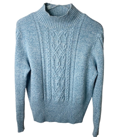 Pendleton Sweaters - Pendleton Vintage Blue Cable Knit Mock Turtleneck Wool Cashmere Sweater Large